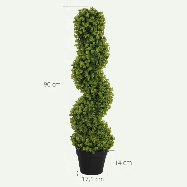 Sztuczny bukszpan spiralny 90 cm HOMCOM zestaw 2 szt. roślina dekoracyjna