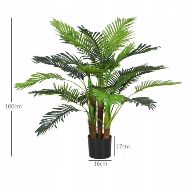 Sztuczna palma w doniczce HOMCOM 100 cm 27 liści zielona dekoracja