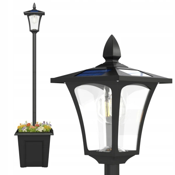 Lampa solarna ogrodowa Outsunny 160 cm LED IP44 czarna