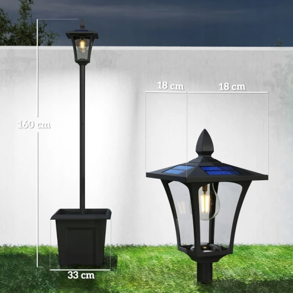 Lampa solarna ogrodowa Outsunny 160 cm LED IP44 czarna