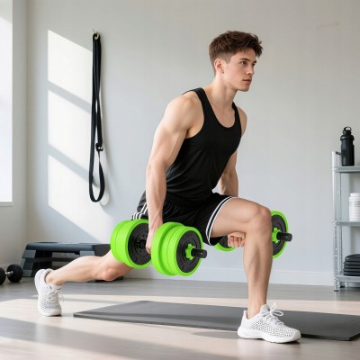 Zestaw hantli 4w1 regulowane 20 kg zielony SPORTNOW