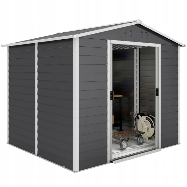 Domek narzędziowy Outsunny 845-857V00CG metalowa szopa ogrodowa 4,4m²