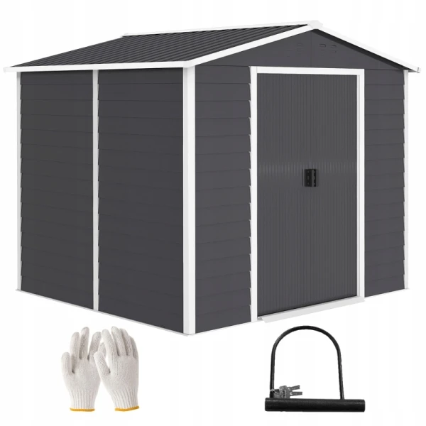 Domek narzędziowy Outsunny 845-857V00CG metalowa szopa ogrodowa 4,4m²