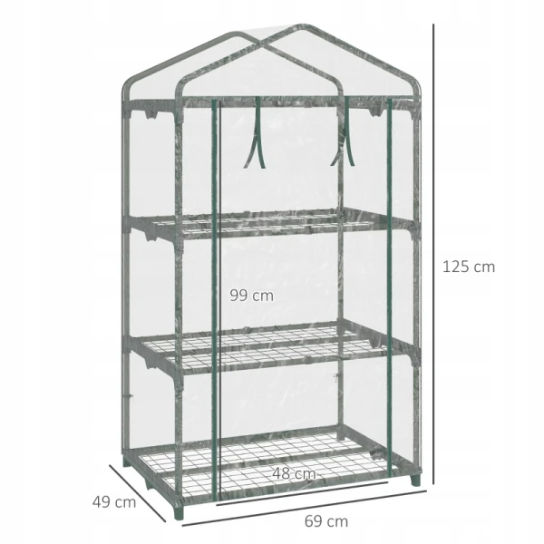 Szklarnia foliowa z półkami Outsunny 69 x 49 x 125 cm mrozoodporna