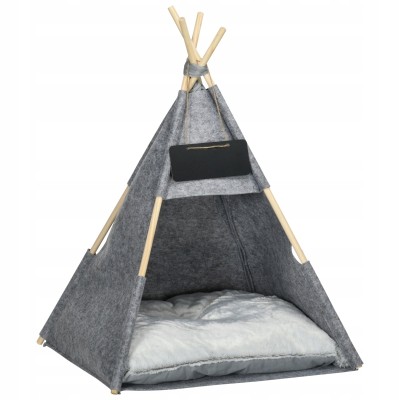 Namiot dla psa lub kota PawHut legowisko tipi z poduszką szary 58 cm