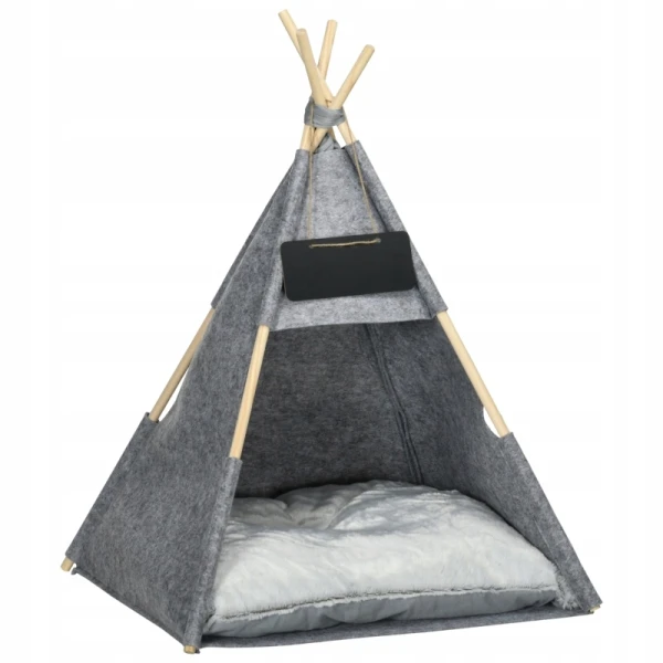 Namiot dla psa lub kota PawHut legowisko tipi z poduszką szary 58 cm