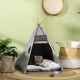 Namiot dla psa lub kota PawHut legowisko tipi z poduszką szary 58 cm