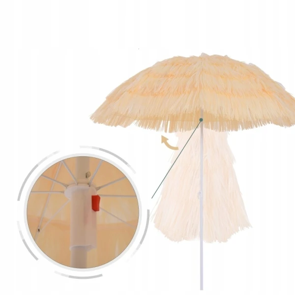Parasol plażowy ogrodowy hawajski Outsunny Ø160 cm beżowy