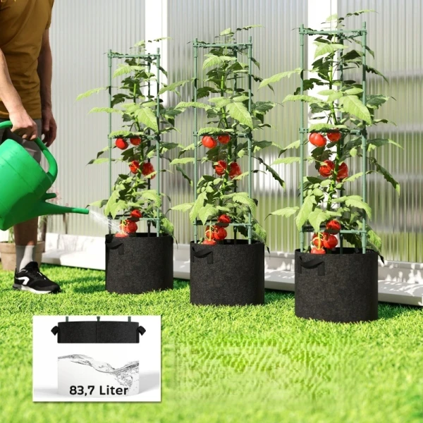 Podwyższona donica z kratownicą do pomidorów 120 cm Outsunny zestaw 3 szt.