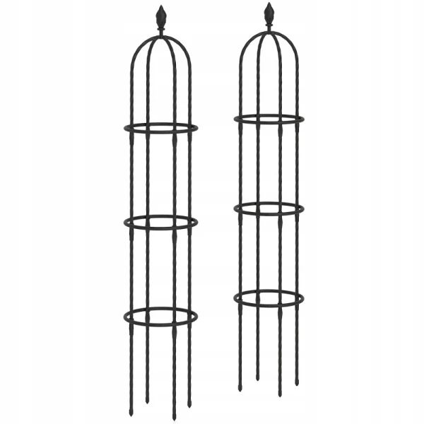 Podpora do pnączy Outsunny obelisk 174 cm stal czarny zestaw 2 szt.