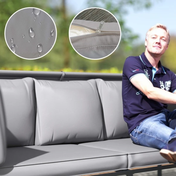Zestaw mebli ogrodowych dla 5 osób z daszkiem Outsunny stalowy szary