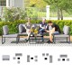 Zestaw mebli ogrodowych dla 5 osób z daszkiem Outsunny stalowy szary