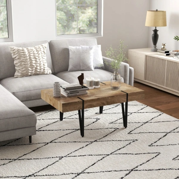 Stolik kawowy prostokątny HOMCOM 105 x 60 cm industrialny MDF