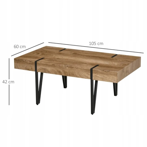 Stolik kawowy prostokątny HOMCOM 105 x 60 cm industrialny MDF