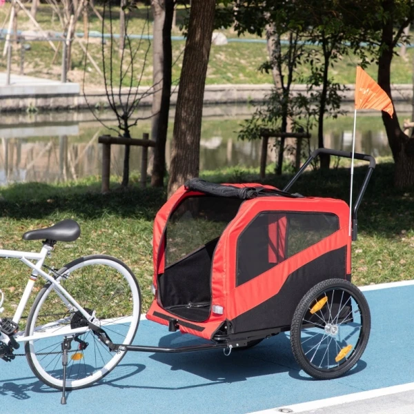 Przyczepka rowerowa dla psa PawHut przyczepa wózek 2w1 czerwona