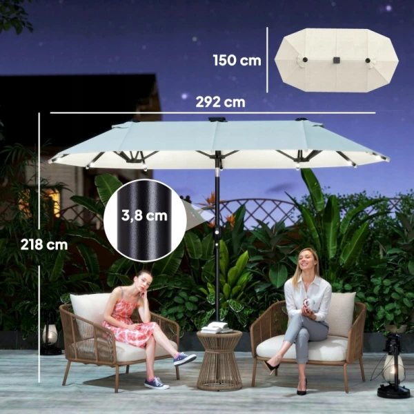 Parasol ogrodowy Outsunny podwójny LED solarny beżowy