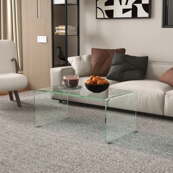 Stolik kawowy szklany HOMCOM transparentny szkło hartowane 80 x 45 cm