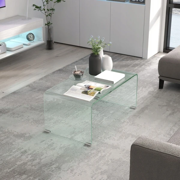 Stolik kawowy szklany HOMCOM transparentny szkło hartowane 80 x 45 cm