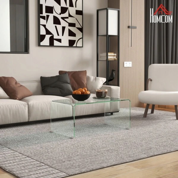 Stolik kawowy szklany HOMCOM transparentny szkło hartowane 80 x 45 cm
