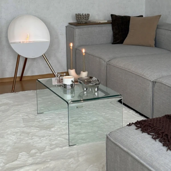 Stolik kawowy szklany HOMCOM transparentny szkło hartowane 80 x 45 cm
