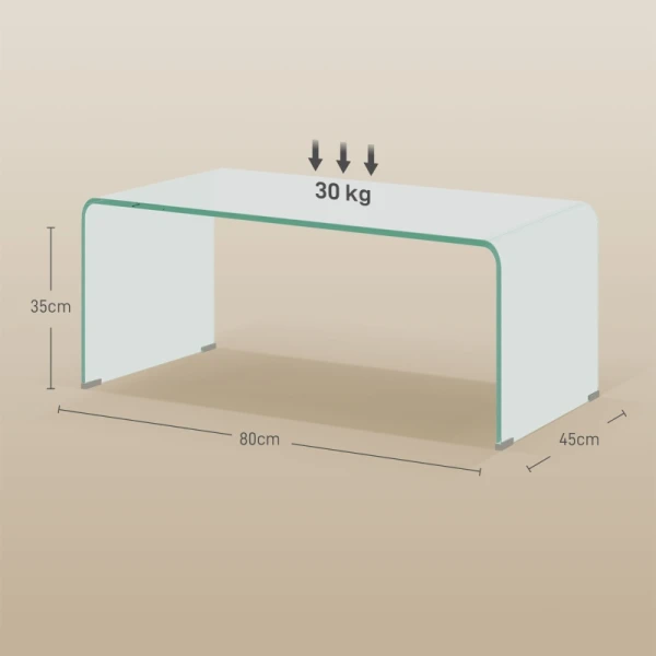Stolik kawowy szklany HOMCOM transparentny szkło hartowane 80 x 45 cm