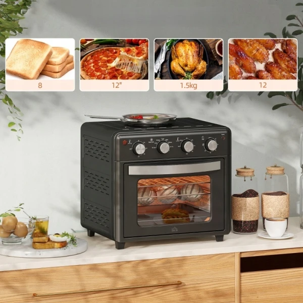 Mini piekarnik z termoobiegiem HOMCOM 30 L 1600 W czarny