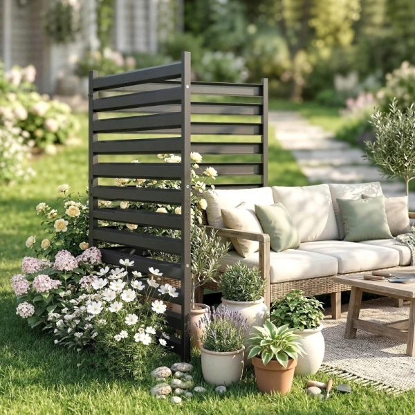 Płot ogrodowy Outsunny 2 panele metalowy czarny 152 cm