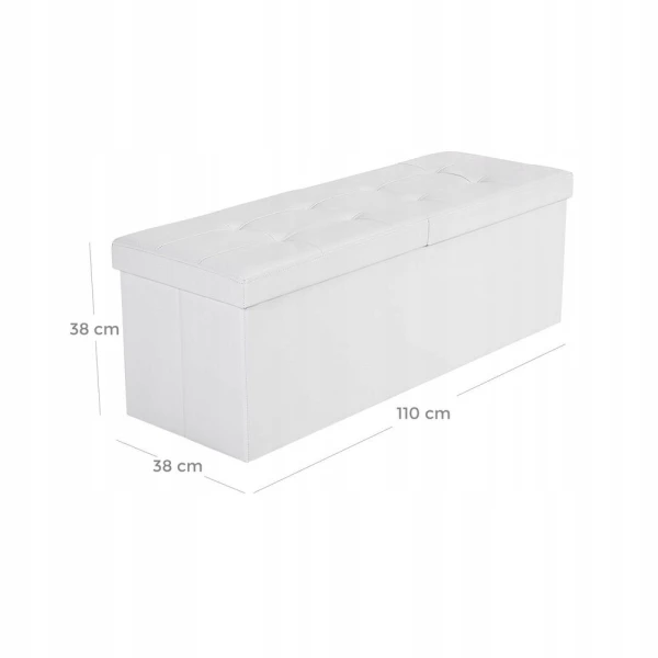 Składana ławka ze schowkiem 120L SONGMICS 110 cm biała