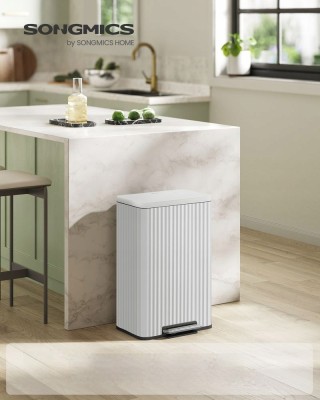 Kosz na śmieci 50L z pedałem Soft-Close SONGMICS biały
