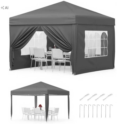 Pawilon ogrodowy z 4 ścianami  3 x 3 m UV50+ szary