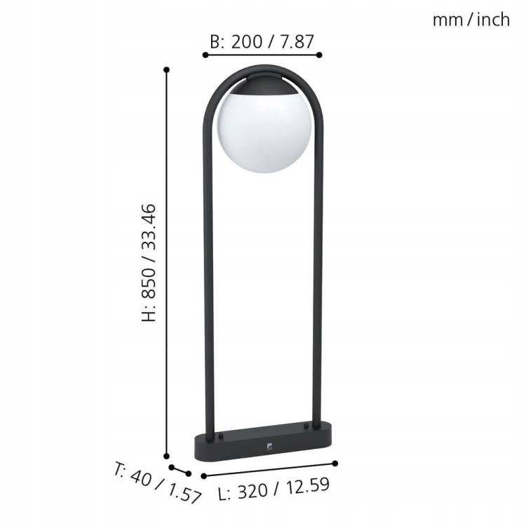 Słupek oświetleniowy prostokąt Eglo E27 85 cm czarny