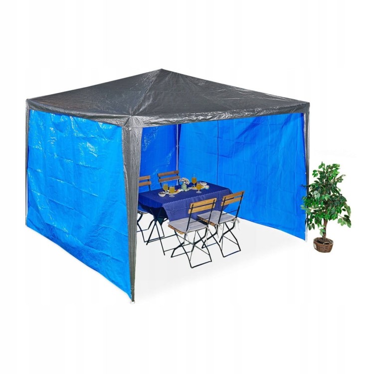Zestaw 3 ścian bocznych do pawilonu Relaxdays 2 x 3 m niebieski