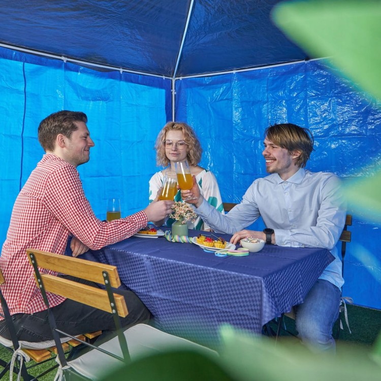 Zestaw 3 ścian bocznych do pawilonu Relaxdays 2 x 3 m niebieski